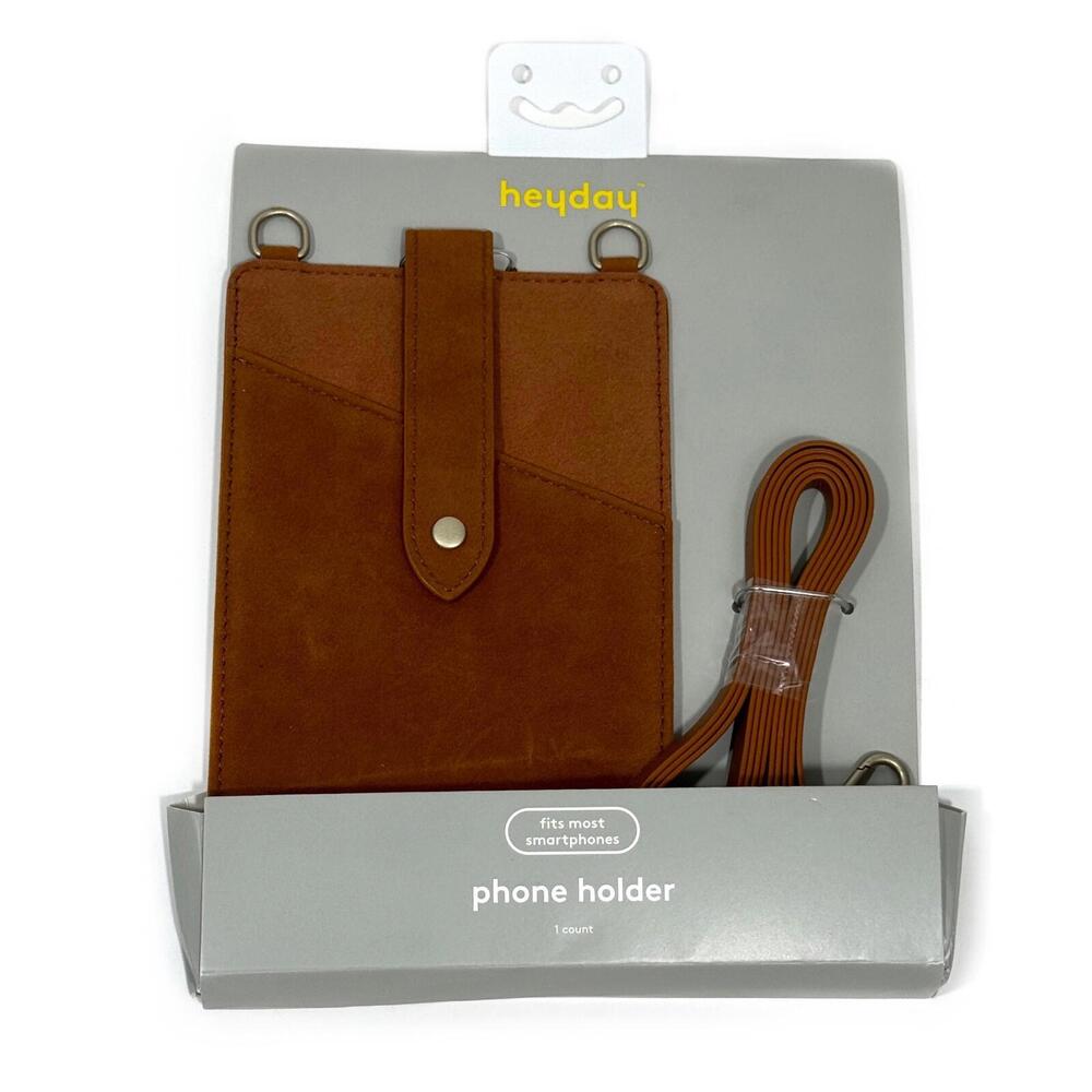 Heyday Tan Brown Faux Leather Crossbody Strap Phone Cards Holder Pouch Bag New - Picture 4 of 6
